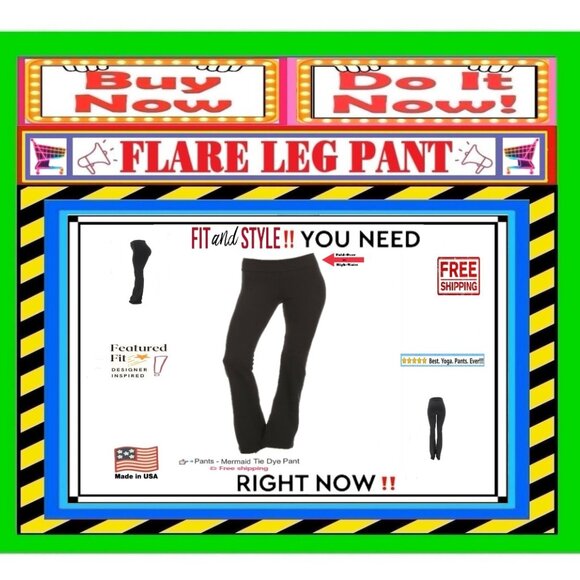 📢 BULLY High Waist➕🆒 LEGGING PANT Fold Over FLARE LEG Solid Stretch💸BUY NOW‼️ - Picture 4 of 16